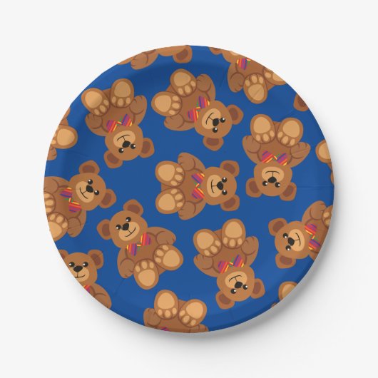 Teddy Bear Rainbow Niedlich 1. Geburtstag Party Pappteller (Vorderseite)