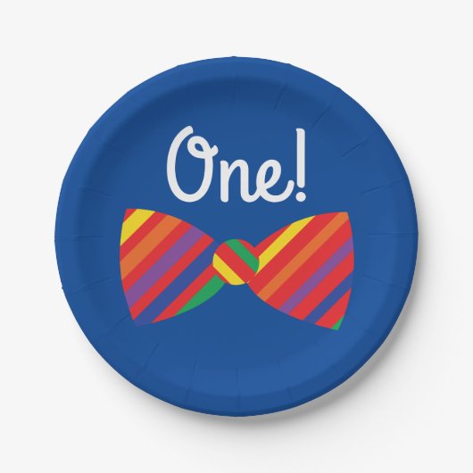 Teddy Bear Rainbow Niedlich 1. Geburtstag Party Pappteller (Vorderseite)