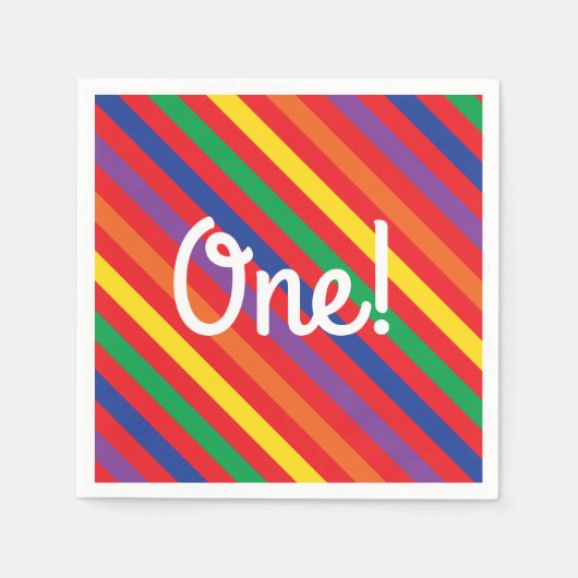 Teddy Bear Rainbow Niedlich 1. Geburtstag Party Serviette (Vorderseite)