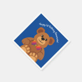 Teddy Bear Rainbow Niedlich 1. Geburtstag Party Serviette (Ecke)