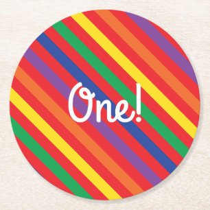 Teddy Bear Rainbow Niedlich Kid's Geburtstagsparty Runder Pappuntersetzer