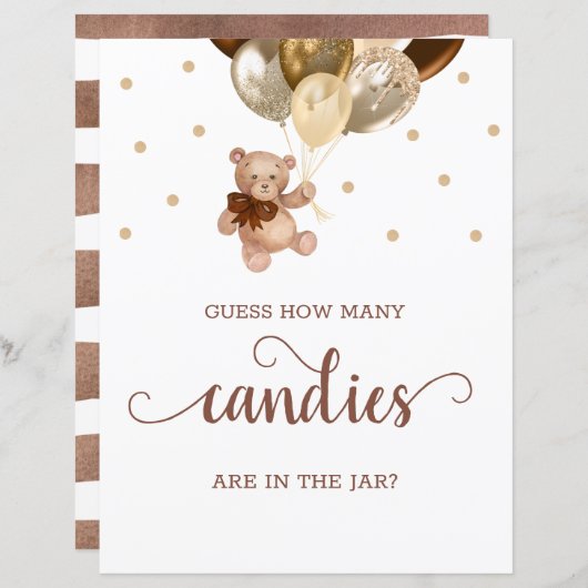 Teddy Bear rät, wie viele Candies Babydusche signi (Vorne/Hinten)