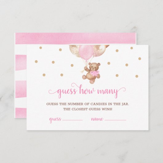 Teddy Bear rät wie viele Candies Game Baby Dusche Einladung (Vorne/Hinten)