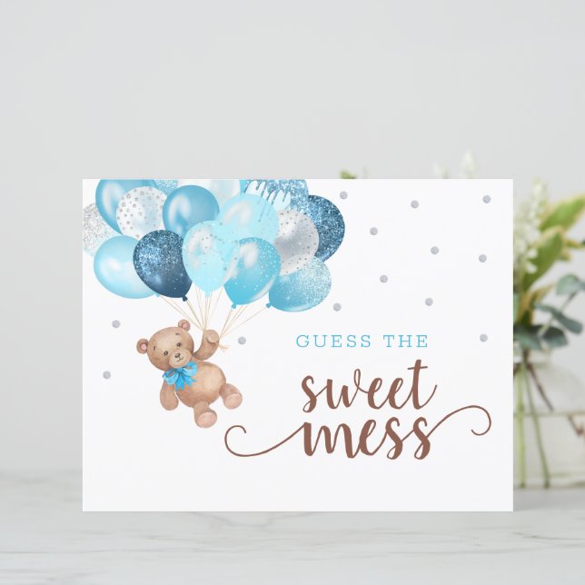 Teddy Bear Raten Sie das Mess Baby Dusche Windelsp (Stehend Vorderseite)