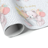 Teddy Bear reading a book Baby in Bloom Geschenkpapier (Rolleneckpunkt)
