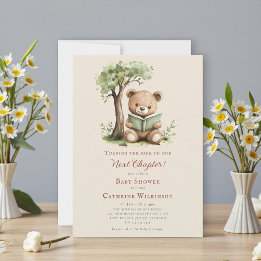  Teddy Bear Reading Next Chapter Baby shower Einladung