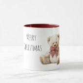 Teddy Bear Red Bow Christmas Tasse (Zentrum)