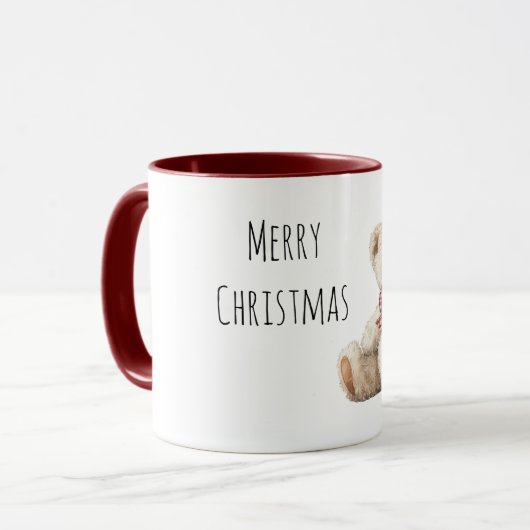 Teddy Bear Red Bow Christmas  Tasse (Vorderseite Links)