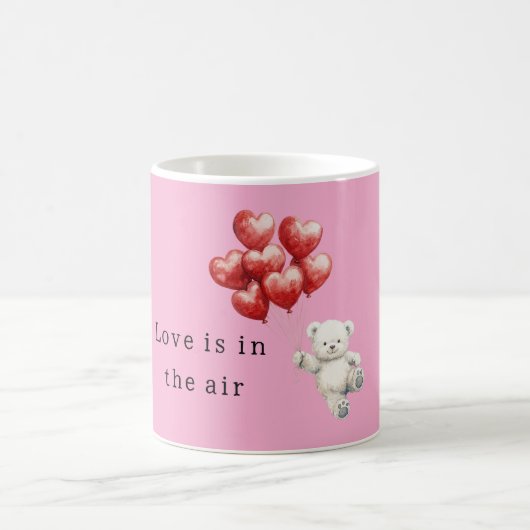 Teddy Bear Red Heart Balloons Kaffeetasse (Mittel)
