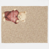 Teddy Bear Red Heart Gold Glitter Fleecedecke (Vorderseite (Horizontal))