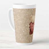 Teddy Bear Red Heart Gold Glitter Milchtasse (Linke Ecke)