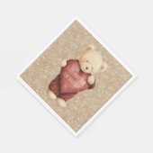 Teddy Bear Red Heart Gold Glitter Serviette (Ecke)