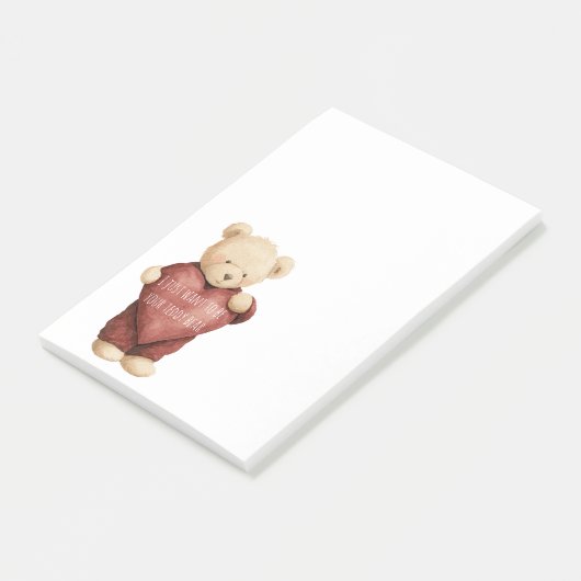 Teddy Bear Red Heart Post-it Klebezettel (angewinkelt)