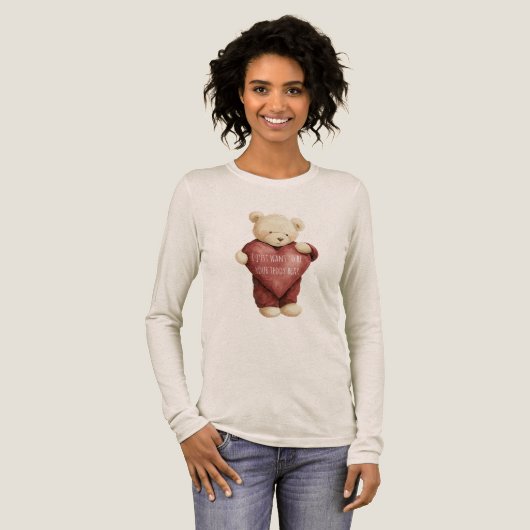 Teddy Bear Red Heart Tri-Blend Shirt (Volle Vorderseite)