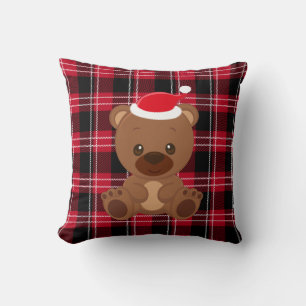Teddy Bear Red Kariert Country Classic Pillow Kissen