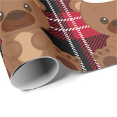 Teddy Bear Red Kariert Wrapping Paper Geschenkpapier (Rolleneckpunkt)