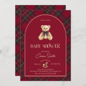 Teddy Bear red Luxury Vintage Baby Shower Einladung (Vorne/Hinten)