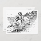 Teddy Bear Reiten einer Ziege Postkarte (Vorne/Hinten)