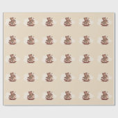 Teddy Bear reitet ein Rockpferd Geschenkpapier (Flach)