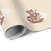 Teddy Bear reitet ein Rockpferd Geschenkpapier (Rolleneckpunkt)