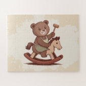 Teddy Bear reitet ein Rockpferd Puzzle (Horizontal)