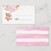 Teddy Bear Rose Gold Balloons Babydusche Platzkarte (Vorne/Hinten)