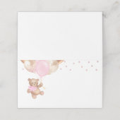 Teddy Bear Rose Gold Balloons Babydusche Platzkarte (Außenseite Aufgefaltet)