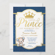 Teddy Bear Royal Prince Baby Dusche Einladung