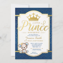 Teddy Bear Royal Prince Baby Dusche Einladung