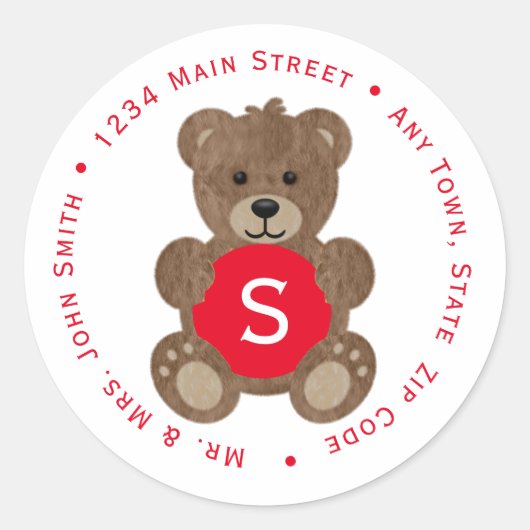 Teddy Bear Rücksendeadresse Round Sticker (Vorderseite)