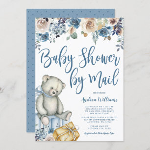Teddy Bear Rustic Floral Boy Baby Shooter by Mail Einladung