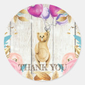 Teddy Bear Rustic Vielen Dank Runder Aufkleber (Vorderseite)