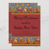 Teddy Bear Rustikales Land Weihnachtskarte (Vorne/Hinten)