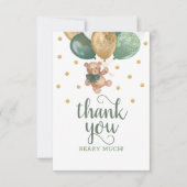 Teddy Bear Sage Green Baby Dusche Danke Karte (Vorderseite)