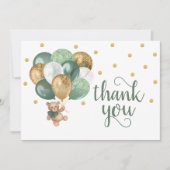 Teddy Bear Sage Green Baby Dusche Danke Karte (Vorderseite)