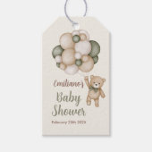 Teddy Bear Sage green Baby Dusche Geschenkanhänger (Vorderseite)