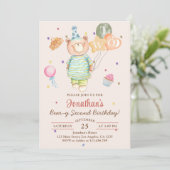 Teddy Bear Sage Green Beary 2 Geburtstag Einladung (Stehend Vorderseite)
