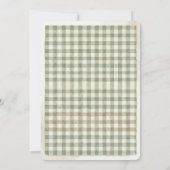 Teddy Bear Sage Green Gingham Bow Baby Shower Einladung (Rückseite)