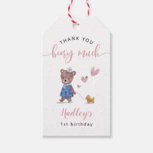 Teddy Bear Sailor Girl Birthday Party Geschenkanhänger