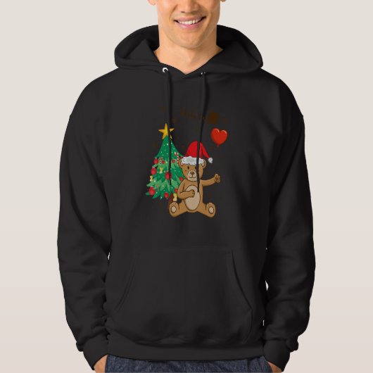 Teddy Bear Santa Hat Christmas Tree Pajama Cute X  Hoodie (Vorderseite)