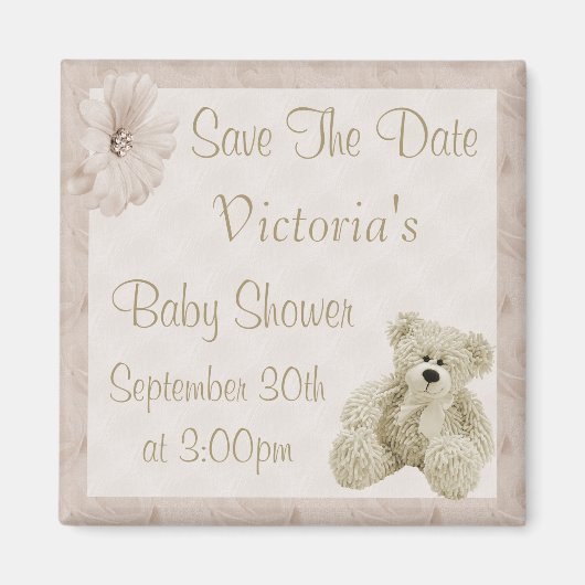 Teddy Bear Save the Date neutrale Babydusche Magnet (Vorne)