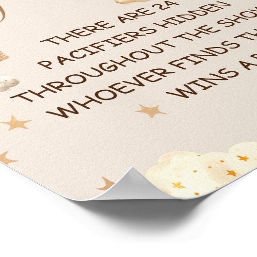 Teddy bear Schnuller Hunt Funny Game Sign Poster (Ecke)