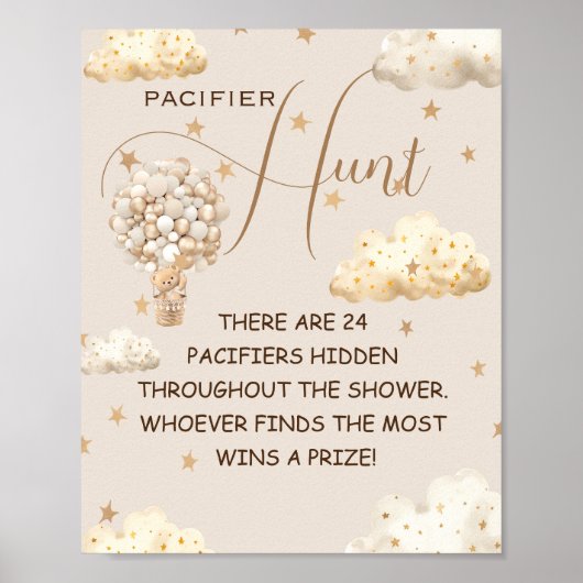 Teddy bear Schnuller Hunt Funny Game Sign Poster (Vorne)