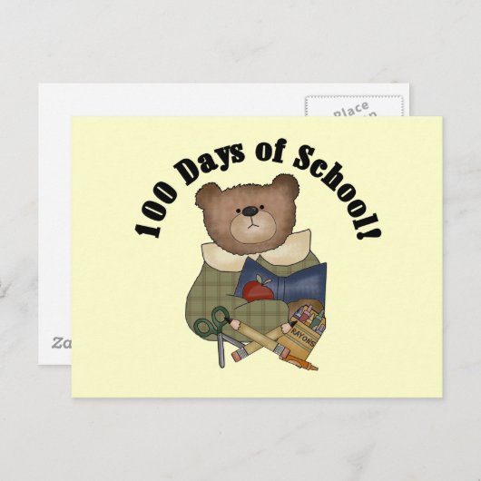 Teddy Bear School 100 Days Tshirts und Geschenke Postkarte (Vorne/Hinten)