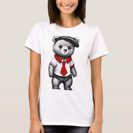 Teddy Bear School Uniform Süße Tier Design T-Shirt (Vorderseite)