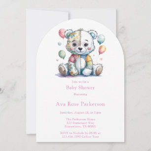 Teddy Bear Sewn Patchwork Girl Books for Baby Einladung
