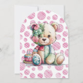 Teddy Bear Sewn Patchwork Girl Books for Baby Einladung (Rückseite)