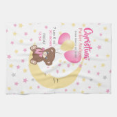 Teddy Bear sitzt auf dem Mond Baby Birth Stats Geschirrtuch (Horizontal)