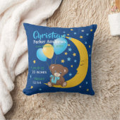 Teddy Bear sitzt auf dem Mond Baby Birth Stats Kissen (Decke)