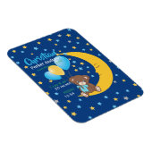 Teddy Bear sitzt auf dem Mond Baby Birth Stats Magnet (Rechte Seite)
